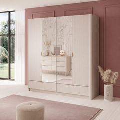 Bedroom Set 160x200 – Beige & Gold