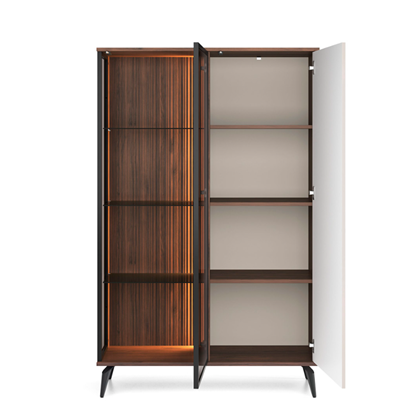 Showcase Cabinet Cashmere Warmia and Walnut