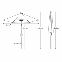 Rectangular Parasol 250x200 cm – Taupe Fabric and Anthracite Grey Frame