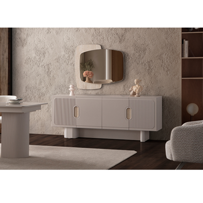 Console With Mirror – Sand Grey