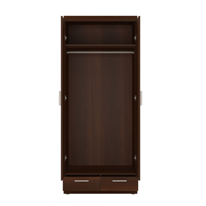 Wardrobe 2 Doors 2 Shelves - Walnut