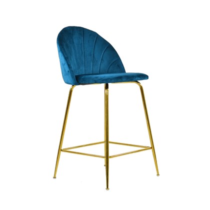 Blue and Golden Velvet Barstool