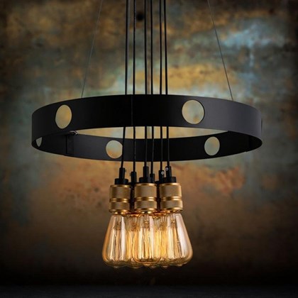 Vintage Industrial Chandelier - Black