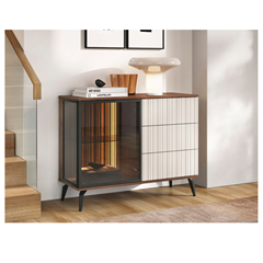 Showcase Sideboard with Drawers - Cashmere and Warmia Walnut