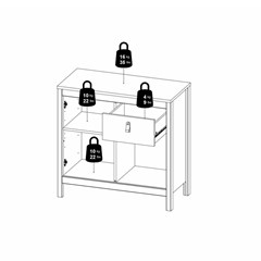 Madrid Sideboard 2 Doors and 1 Drawer Black
