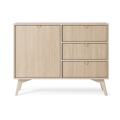 Sideboard 3 Drawers - Chevron Scandi & Beige