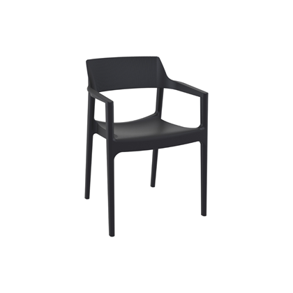Modern Stackable Plastic Armchair – Black
