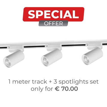 Complete Set of 1 Meter Track With 3 Spotlights White