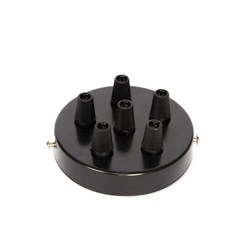 Multi Outlet Ceiling Rose 6 Way - Black