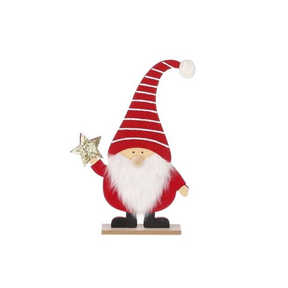 Santa Red Ornament Wooden Base