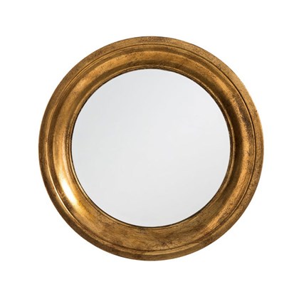 Rustic Golden Glass Wood Round Mirror 71cm