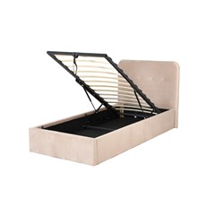 Upholstery Bed 90x200 with Gas Lift - Light Brown