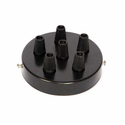 Multi Outlet Ceiling Rose 6 Way - Black