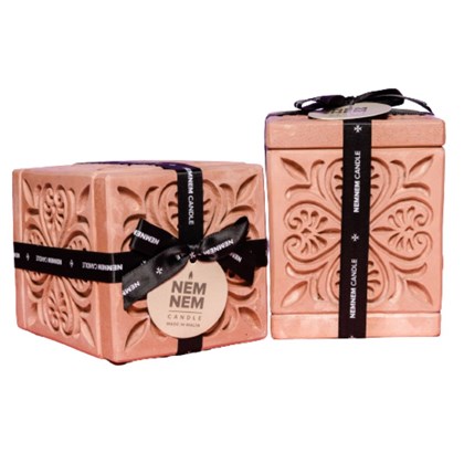 Maltese Heart Tile Large Cube Candle Jar - Pink Mixed Berries