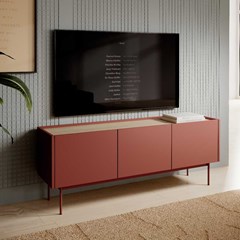 TV Cabinet –  Ceramic Red & Linea Oak
