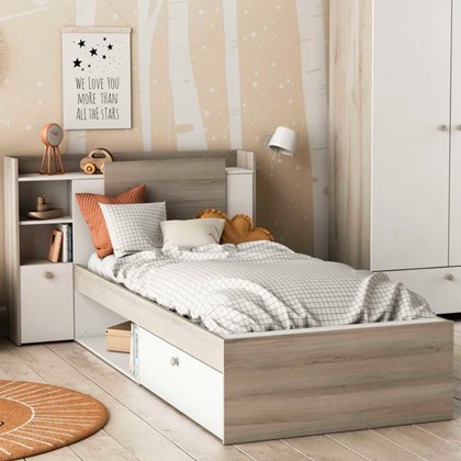 Single Bed Frame – Oak & White