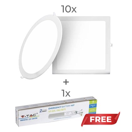 10 LED Panels with 1 Free Emergency Battery Kit