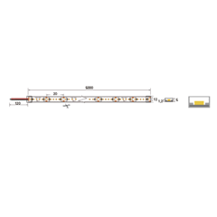 5M LED Strip 4.5W/M 12V IP65 3000K
