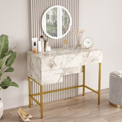 Vanity Table Voyage With Mirror - Gold-Efes