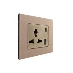 1 Gang 13Amp Socket Usb-C Gold Temp Glas