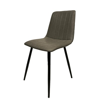 PU Dark Grey Dining Chair with Matt Black Legs