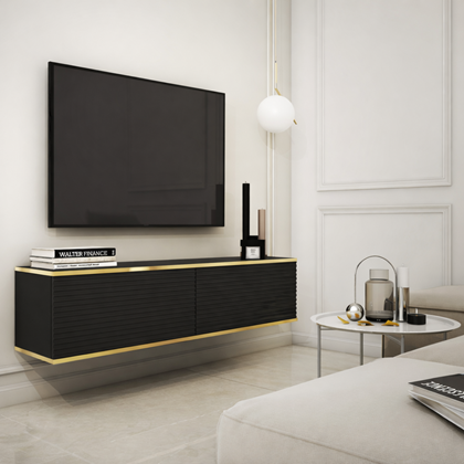 TV Unit MDF Wall Mounting – Black