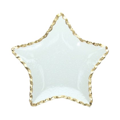 Star Plate Christmas  27 cm Glass Gold