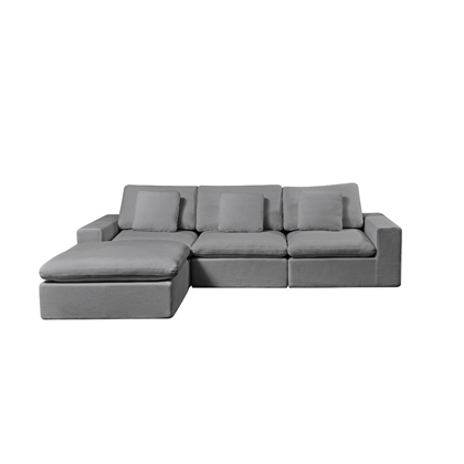 Modular Sofa Set With Left Arm Seat, Right Arm Seat, Armless Single Seat & Ottoman