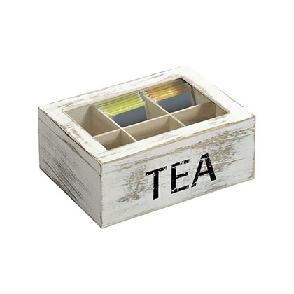 Tea Box - Bamboo -white- 21.7 X 16 X 9cm