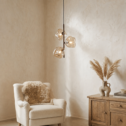 Sculptural Glass and Metal Pendant 3l