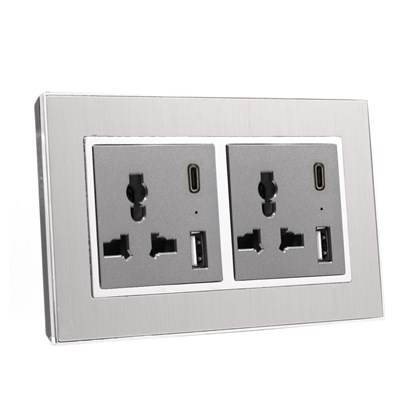 2 Gang 13Amp Socket Usb-C Satin Series.