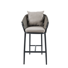 Outdoor Stool – Grey Aluminum & Taupe Rope