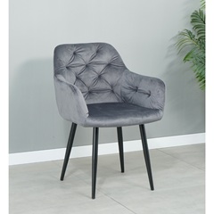 Dark Grey Velvet Dining Armchair