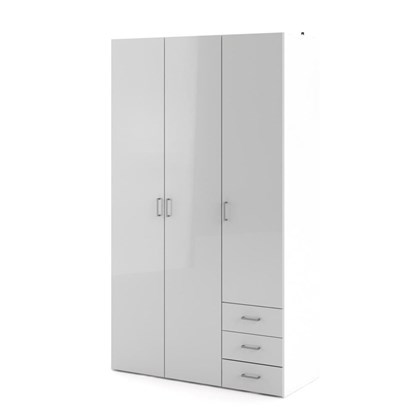 Space Wardrobe with 3 doors & 3 drawers gloss white
