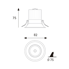 Recessed RND 10W IP44 3000K Black