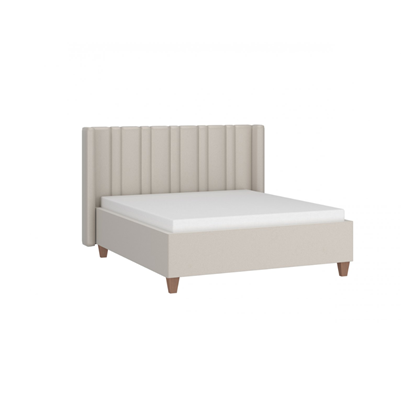 Upholstered Bed 140 – Beige & Walnut