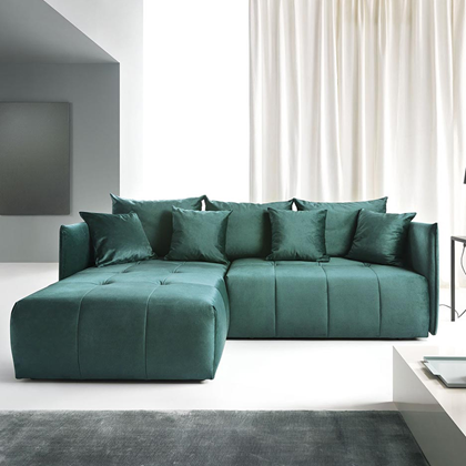 Corner Sofa Bed with Chaise Left 232cm – Green