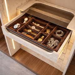 6 Door Wardrobe – Walnut & Travertene