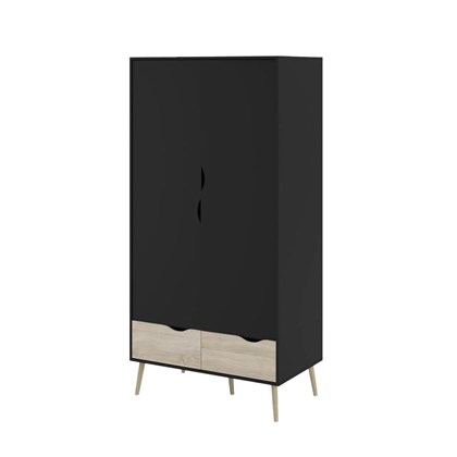 Oslo Wardrobe with 2 doors  &  2 drawers Black