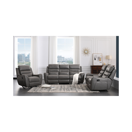 Set Manual Recliner Grey 3, 2, and 1-Seater