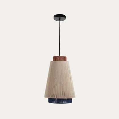 Cotton Pendant Lamp with a Beige Blue and Terracotta Finish