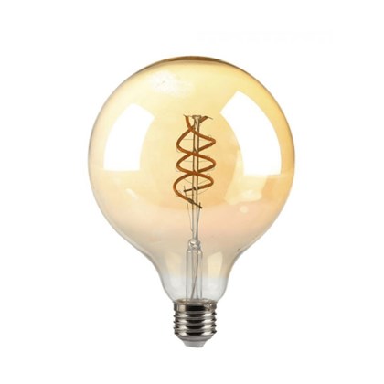 6W G125 LED Double Spiral  Filament Bulb Amber Glass 1800K E27