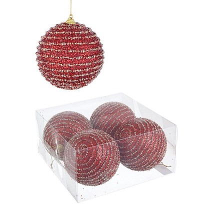 Box of 4 Red Christmas Balls