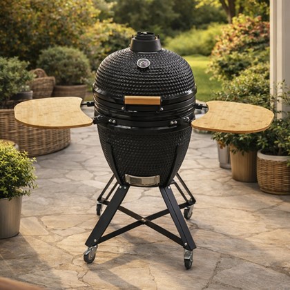 Kamado BBQ 21 Inch with Side Tables - Black