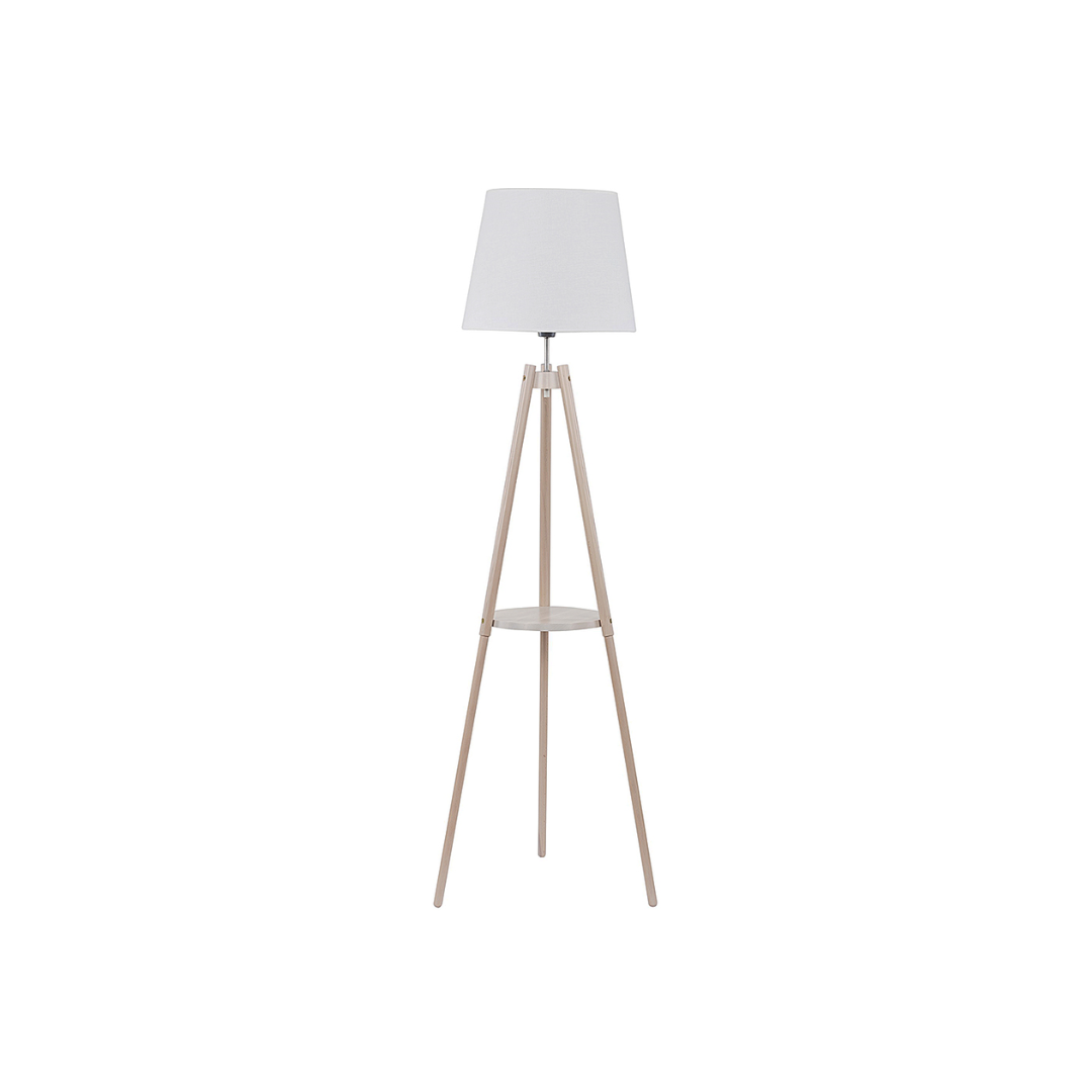Floor Lamp – White Fabric & Metal