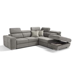 L-Shape Sofa Bed Adjustable Headrests and Pouff Container