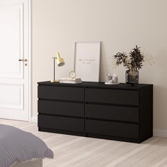 Black Naia Double Dresser with  6 Drawers