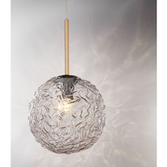Pendant Light Painted Brushed Gold  Clear Structured Glass