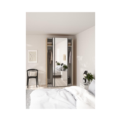 Como Wardrobe with 2 Sliding Doors – Jackson Hickory & Mirror