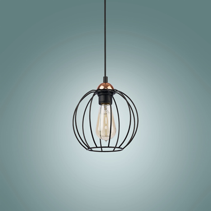 Pendant Lamp 1 Flat – Black & Copper